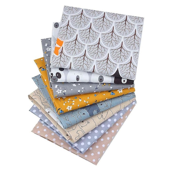 8-pack Bomullstyg för Hantverk, Patchwork-Kvadrater, Quiltning, Syprojekt, DIY