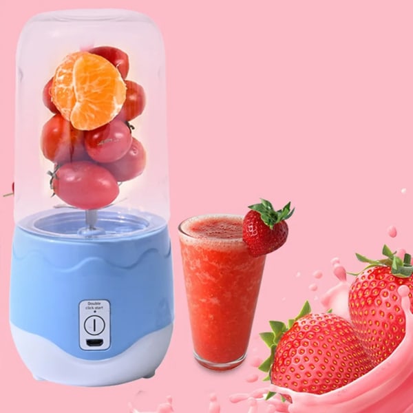 400 ml bärbar mixer, elektrisk juicepresskopp fruktjuice mixer, USB-laddningsbar stativblandare (rosa)