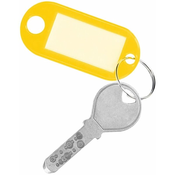 20 x nyckelbrickor, nyckelbrickor, skrivbara, nyckelring för taggar, gul