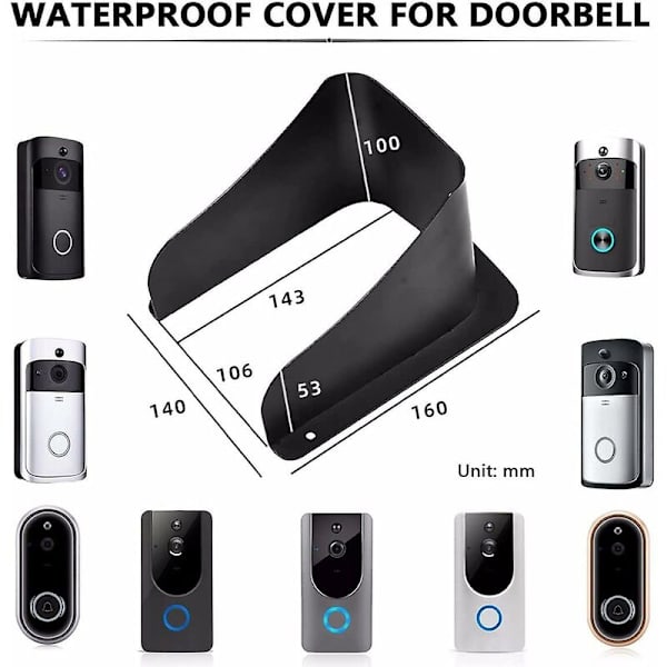 Dørklokke Cover, Vandafvisende Metal Cover til Trådløs Dørklokke til Kamera, Knapklokke, Lydløs Dørklokke