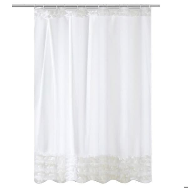 1 Duschdraperi, volanger, polyester, shabby chic-stil, spets, badrum, vintage.