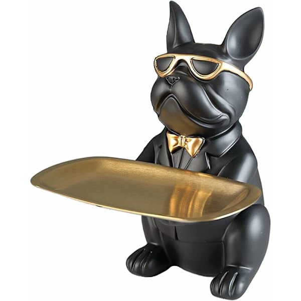 Resin Bulldog Statue - Hund Figur - Kunsthåndværk Dekoration - Sort