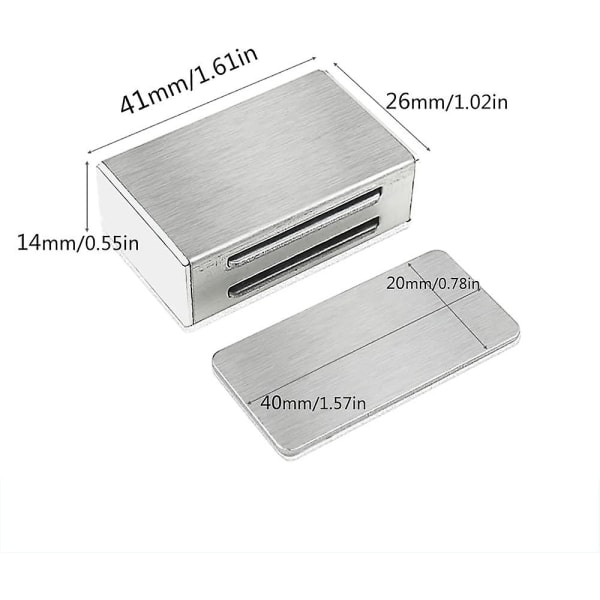 Magnetlås för skåp, självhäftande Jiayi 4-pack magnetisk dörrhake Stark skåpdörrsmagnet Spärr Rostfritt stål Magnetisk spärr för kök