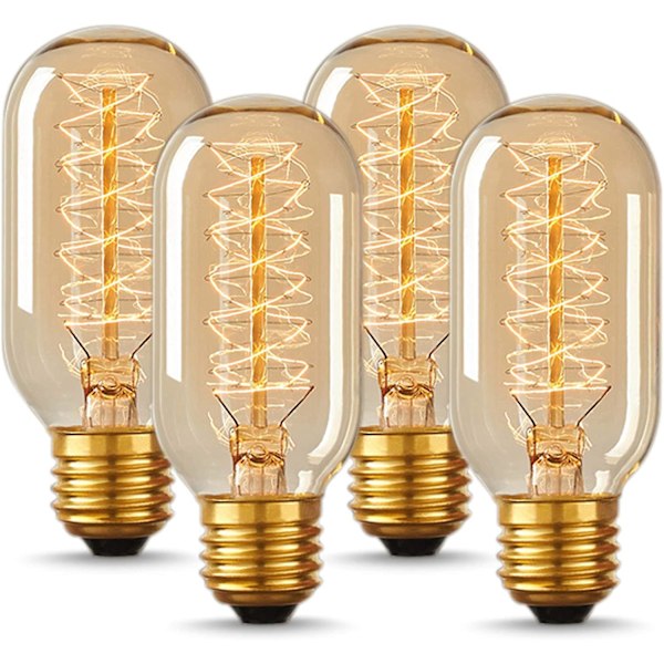 T45 Vintage Edison Pære, Antik Rørformet Glødepære, Varmt Hvidt, Ravfarvet Glas, 110-130 Volt, E26 Medium Fatning Lampe Til Hjem Belysning