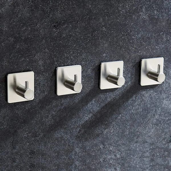 4 kappaletta pyyhekoukkuja, itseliimautuva kylpyhuoneen ja keittiön pyyhekoukku, vaatekoukku, ei porausta vaadita, 4,5 x 4,5 x 3 cm