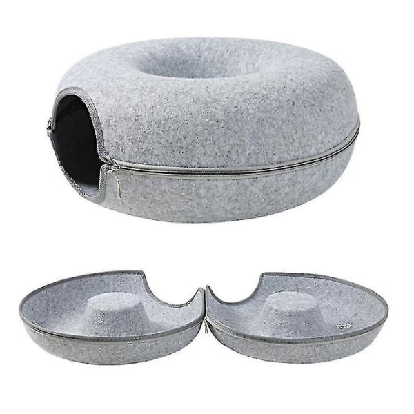 1 st husdjurstunnel Donut kattbädd (mörkgrå)
