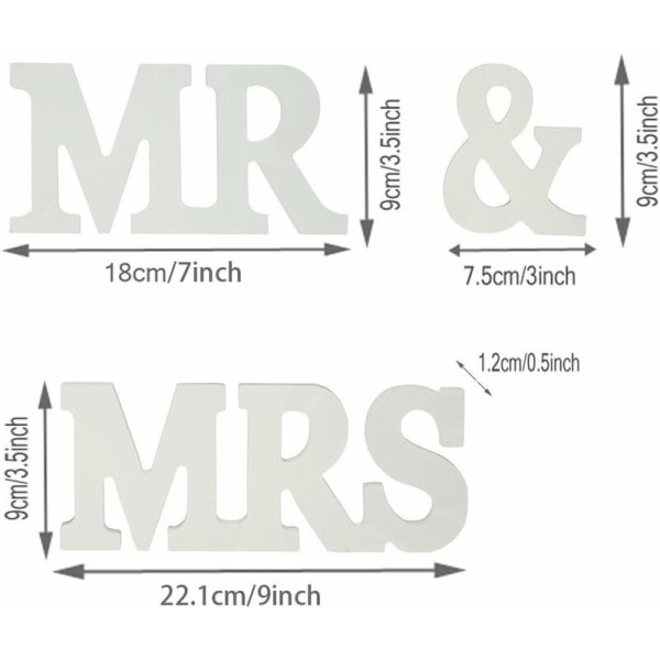 Mr & Mrs Träbokstäver Storskylt Bord Dekorativ vägg Alfabet Träbokstäver Bröllopsfest Födelsedagsleksaker Hemdekorationer