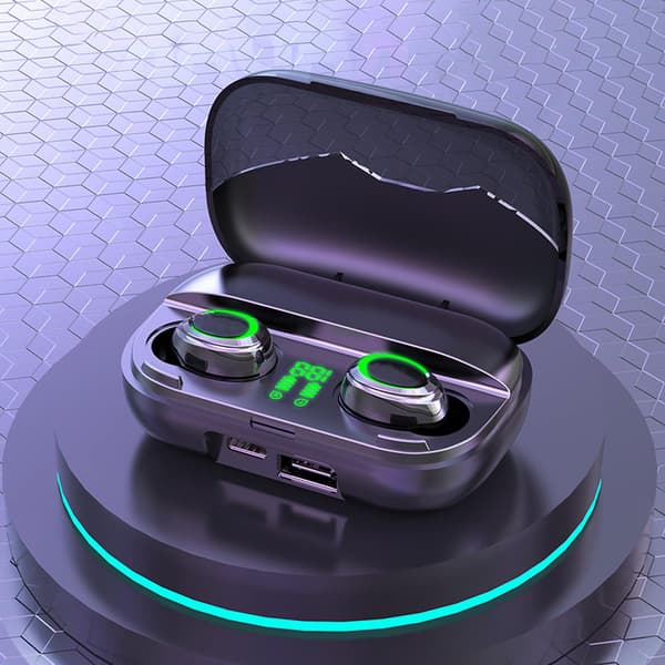 Binaurala in-ear Bluetooth-headset med binaural digital display Stort Bluetooth-headset 13x10x5cm Svart