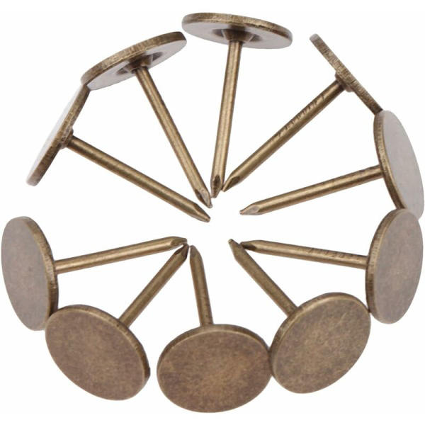 100 stk Polstringssøm Pushpin Vintage Stil Fladt Hoved Jern Polstringssøm, til Møbler, Sofa, Dør Dekoration, 1.1x1.7cm