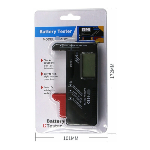 Universal Battery Tester Universal Battery Tester, Digital Battery Tester för nyckellöst batteri AA AAA CD 9V 1,5V Batterispänningstestning