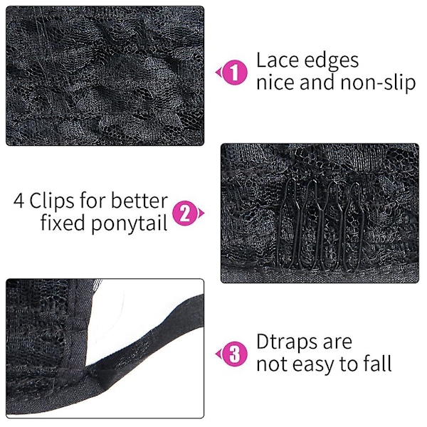 24 Tums Clip-In Långt Majs Vågig Hästsvansförlängning Med Färgglada Flätor Wrap Around Lång Vågig Lockig Hästsvans Hår Fluffig Syntetisk Hårsvans Med Hår