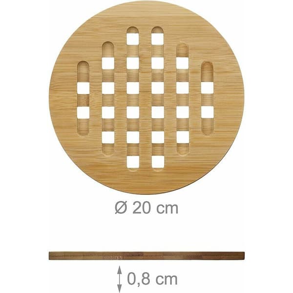 Runda bambuunderlägg, 4-pack, underlägg för kokkärl, vedspis, 20 cm diameter, natur