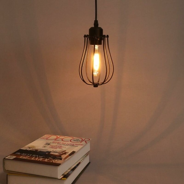 Retro vintage pendel pendel loftslampe bur lampe E27 fatning til spisebord, soveværelse, cafe bar, læsesal belysning