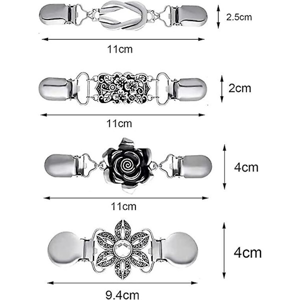 4 Cardigan-klämmor, Cardigan-klämmor för kvinnor, Metallklämma Sjal Krage