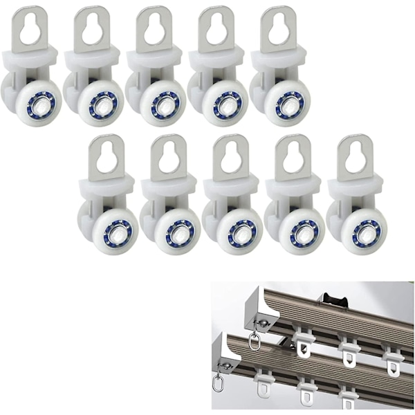 10-pack gardinskena glidande gardinskena metall tvåhjulig gardinskena riktningsrulle tyst