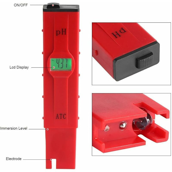 Vattenkvalitetstestare pH-penna pH-mätare LCD hög precision 0,01 testare 0,00-14,00 PH med skruvmejsel för akvarium simbassänger