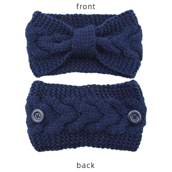 Pannband med knappar, vinterstickad varma knutna elastiska hårband Huvudinpackning-26（stil 2）