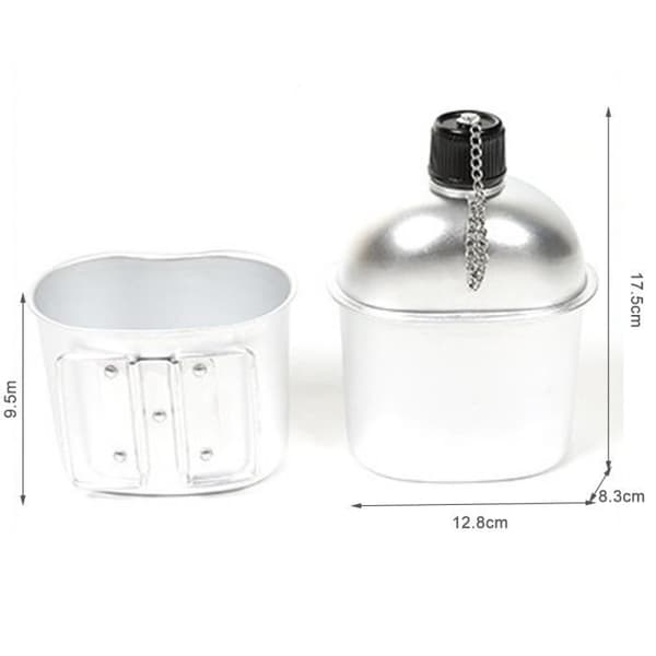 Vandflaske - YNKKVRE - 1,2L Rustfrit stål - 0,6L kop - Ideel til camping og vandreture - Holdbar