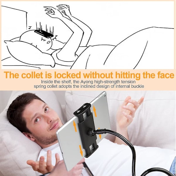 Svanhals surfplatta hållare för säng Ipad hållare stativ skrivbord montering klämma 30 tum flexibel arm klämma för Ipad Mini Air Galaxy Tabs Nintendo Switch Kindle Fire