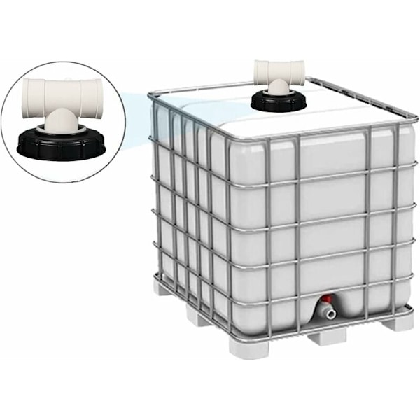 T-muotoinen IBC-säiliön kansi pestävällä nailonisuodattimella 1000 litran IBC-sadesäiliöön, suodatin IBC-kansi IBC-säiliön lisävarusteet, 165 mm