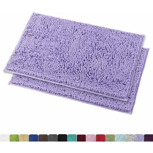 Chenille Mikrofiber Shaggy Bademåtte Blød og Komfortabel Super Absorberende Vandafvisende Skridsikker Tyk Badeværelsesmåtte (60x40cm, Søblå)