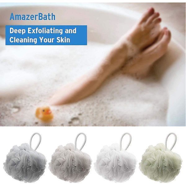 Duschbadsvamp 60g Luffa Åtdragnings Lufasboll Rikligt Skum Nät Luffa Kroppsskrubb för Män och Kvinnor - 4-pack (Neutrala Färger)