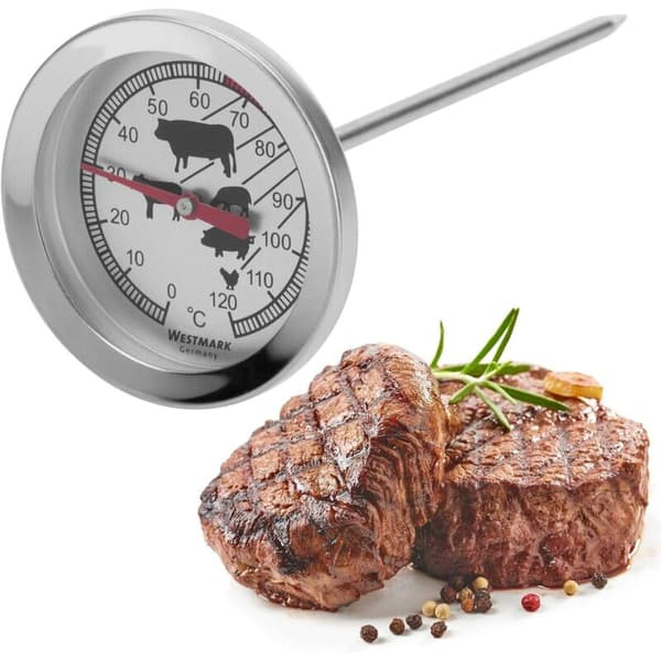 Köttermometer, med symboler för enkel avläsning, rostfritt stål, silver (1 st)
