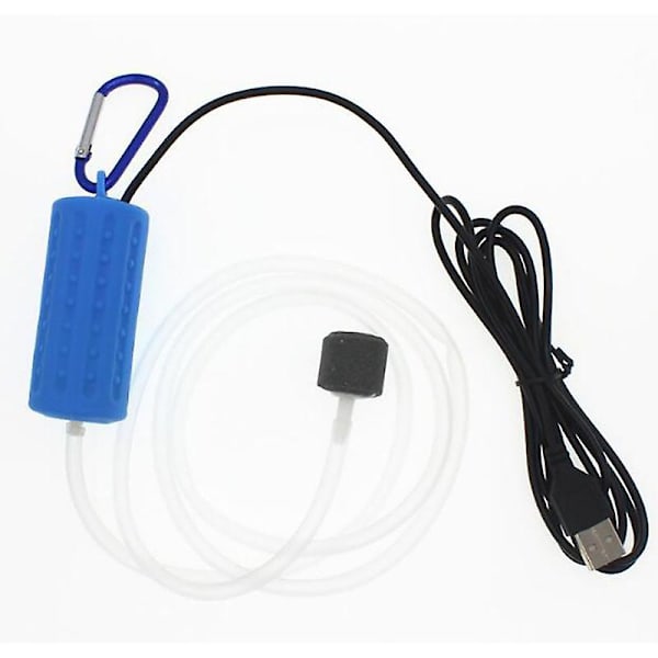 Akvarieluftpump, mini USB akvarium fisk tank syrepump 5v (ljusblå)