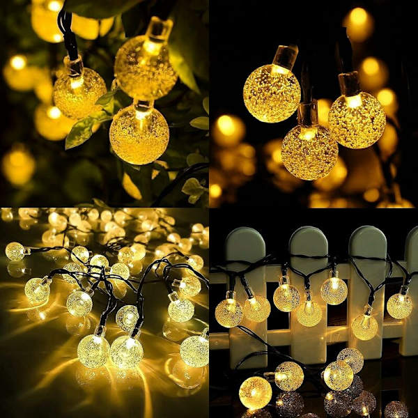 Utomhus Solar Christmas String Lights Warm White 30 LED 6,5 m Solar Ball Utomhus Vattentät Trädgårdsljus Dekoration Thanksgiving Hem Sovrum Yard T