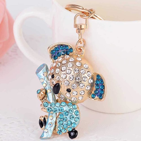 Metalldjurhänge diamant koala nyckelring (blå) 1 st