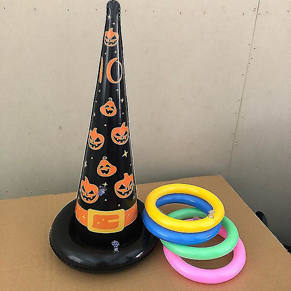 Annen Pynt Til Jul Halloween Oppblåsbar Heksehatt Gresskar Oppblåsbar Kaste Spill Heksehatt Kasting Spill Med Oppblåsbare Ringer Og Luftpumpe