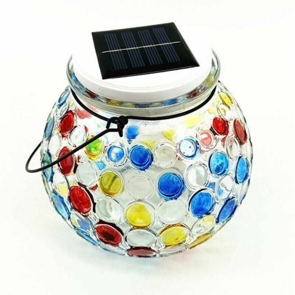 Glasbollsljus Mosaik Led Solar Trädgårdsljus, bordsnattlampa för trädgårdsdekoration