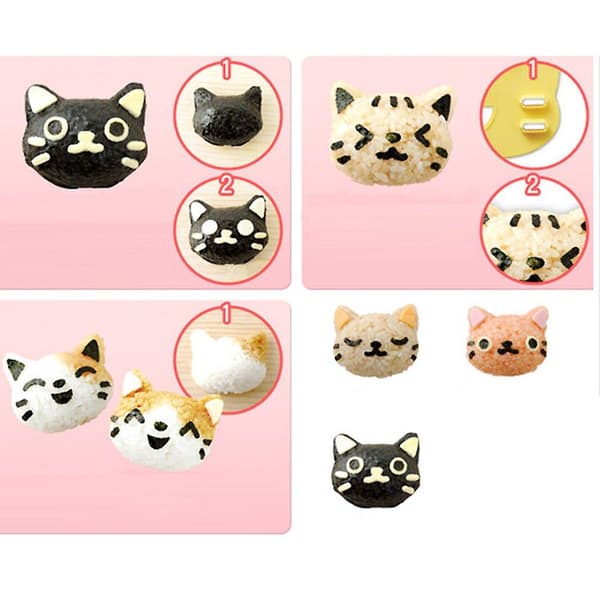 Risbollform Set Kattform Risbollform Sushiform Mönster Sushi Kök Risform Sandwich Diy Köksverktyg