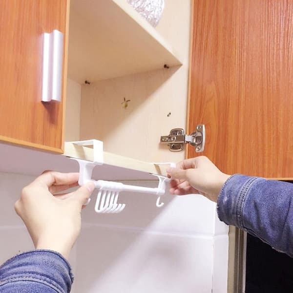 Handdukshängare för skåpsdörr, trasa, krok, vit