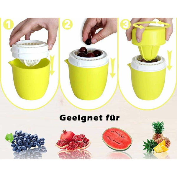 Manuell citrusjuicer med unik citronformad design Två användningssätt för olika frukter (gul)