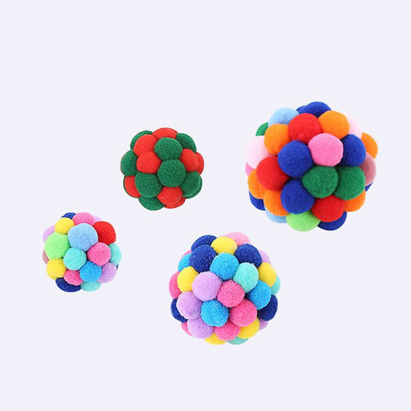 4 stycken plysch studsboll husdjur leksak rullande boll kattunge sport leksak boll (slumpmässig färg)