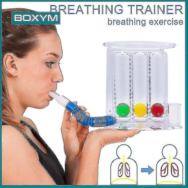 Andningstränare Hem Andningsträningsverktyg, 3-bollars djupandningstränare Lungtränare Incitament Spirometer Spirometri Mätsystem（A）