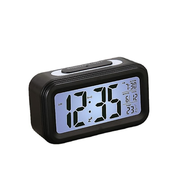 Digital väckarklocka för sovrum, enkel att ställa in, dimmer, justerbar ljudvolym, vardag/helg-läge, snooze, batteribackup, kompakt klocka för