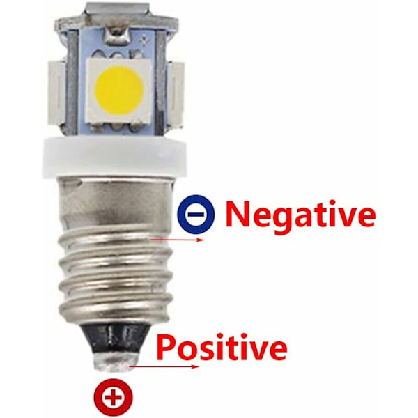 10 kpl E10 12V Viileän Valkoinen LED-Lamput 5SMD 0,5W 50LM Lamppu (Kylmä Valkoinen)