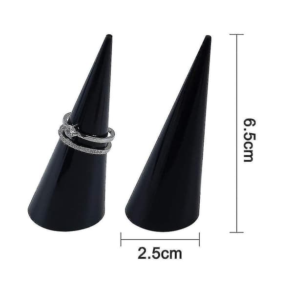 5-pack konformad akryl solid ringdisplay kompatibel med smyckesmonter (svart)