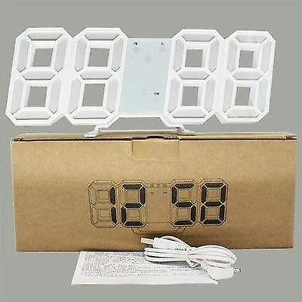 3d ledklocka skrivbordsväckarklocka Väggklocka med fjärrkontroll, led elektroniska klockor, temperatur, nattljus automatisk/anpassad ljusstyrka