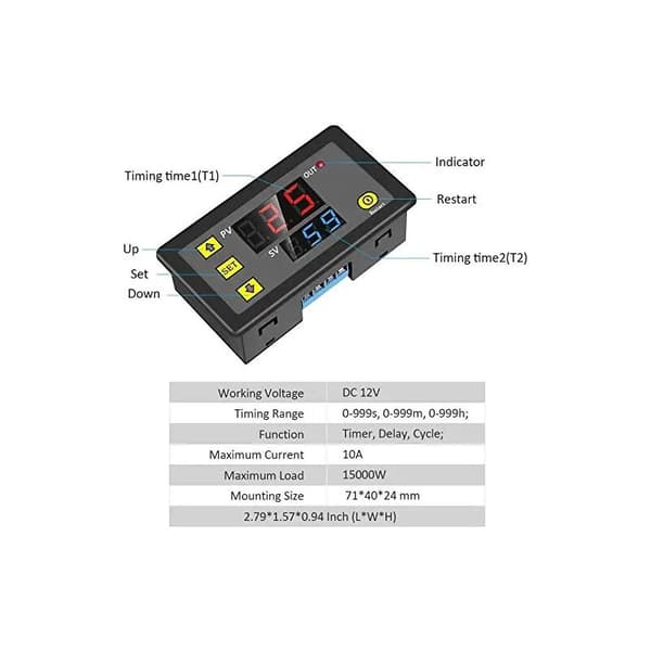 DC 12V 20A Programmerbar Digital Relæ Timer Tids Cyklus Forsinkelsesafbrydermodul