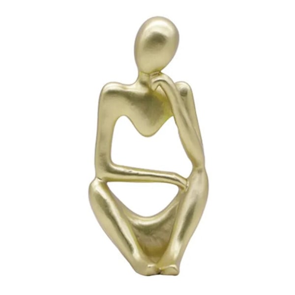 Håndlavet Abstrakt Tænker Statue i Resin - Moderne Hul Tænker Skulpturer til Hjemmet - Guld 2