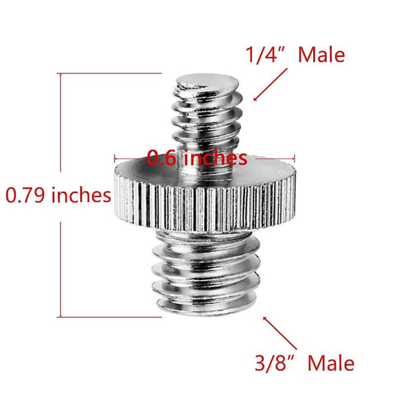 1/4\"-20 hane till 3/8\"-16 hane skruvadapter stativskruvkonverter (5-pack)