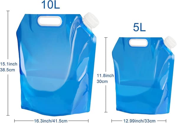 2-pack 5l/10l vattenpåse hopfällbar dricksvattenbehållare, hopfällbar vattenpåse för utomhusbruk