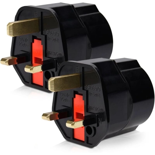 2X engelsk pluggadapter - Schuko typ G modell - Frankrike till Storbritannien kontakt - Kompakt uttag för resor - kompatibel i flera länder