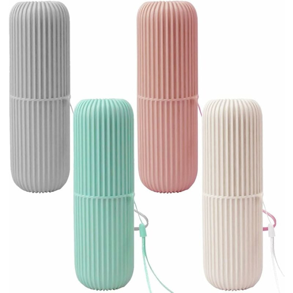 Tandborsthållare, Triomphe 4-pack tandborsthållare bärbar rese tandborsthållare tandborste arrangör med hängande rep för utomhuscamping resor