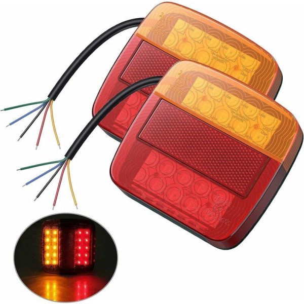 PCS LED-bakljusljus Röd & bärnsten & vit multifunktionell släpvagn Husvagn Skåpbil Båtlampa Nummerskyltljus Lampa, 12V