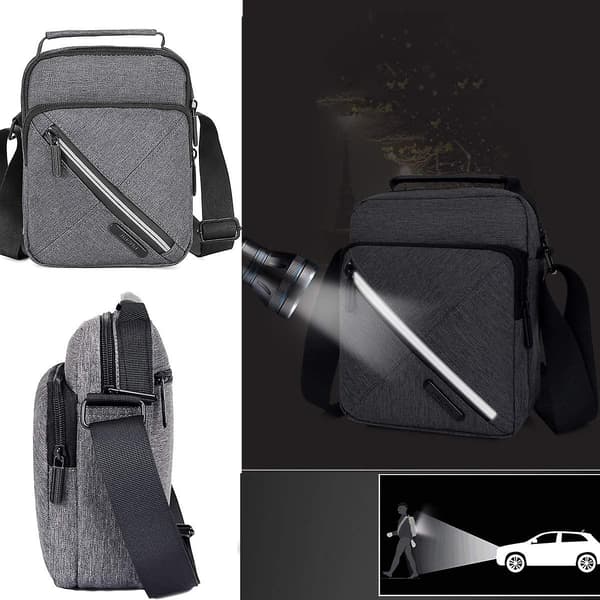 Axelremsväska för män, mobiltelefonväska (grå)