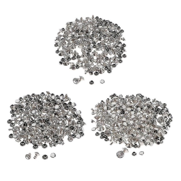 3x 100 set dubbla nitar knappar tryckknappar DIY skor kläder dekor silver